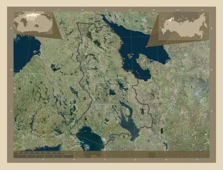 Photo for Karelia, republic of Russia. High resolution satellite map. Corner auxiliary location maps - Royalty Free Image