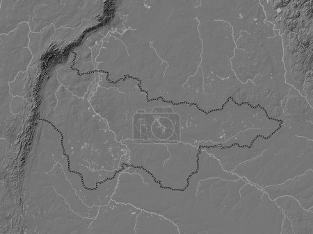 Téléchargez les photos : Khanty-Mansiy, autonomous province of Russia. Bilevel elevation map with lakes and rivers - en image libre de droit