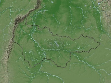 Téléchargez les photos : Khanty-Mansiy, autonomous province of Russia. Elevation map colored in wiki style with lakes and rivers - en image libre de droit