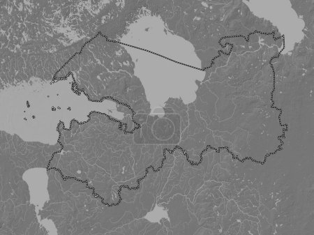 Foto de Leningrad, region of Russia. Bilevel elevation map with lakes and rivers - Imagen libre de derechos