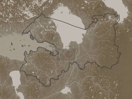 Téléchargez les photos : Leningrad, region of Russia. Elevation map colored in sepia tones with lakes and rivers - en image libre de droit