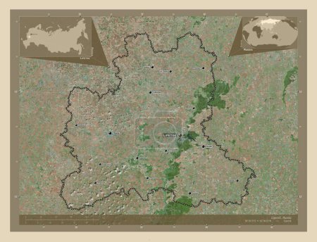 Foto de Lipetsk, region of Russia. High resolution satellite map. Locations and names of major cities of the region. Corner auxiliary location maps - Imagen libre de derechos