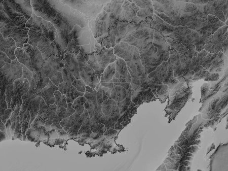 Téléchargez les photos : Maga Buryatdan, region of Russia. Grayscale elevation map with lakes and rivers - en image libre de droit