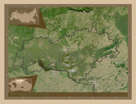 Photo for Mariy-El, republic of Russia. Low resolution satellite map. Corner auxiliary location maps - Royalty Free Image