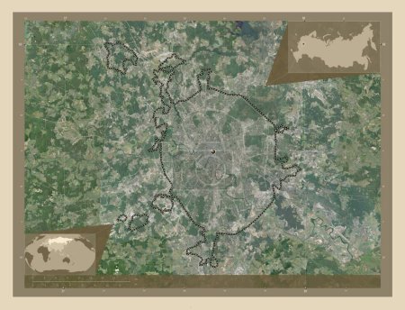Photo for Moscow City, region of Russia. High resolution satellite map. Corner auxiliary location maps - Royalty Free Image