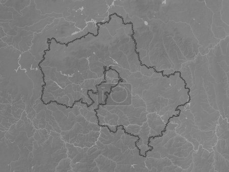 Photo for Moskva, region of Russia. Grayscale elevation map with lakes and rivers - Royalty Free Image