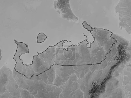 Photo for Nenets, autonomous province of Russia. Grayscale elevation map with lakes and rivers - Royalty Free Image