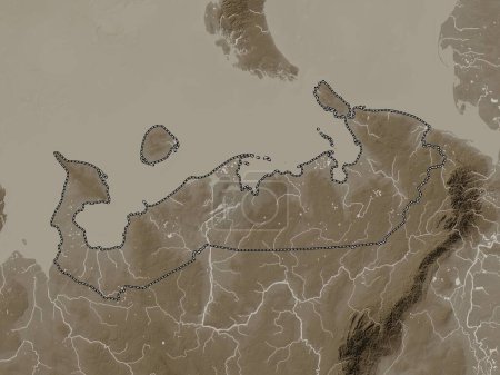 Photo for Nenets, autonomous province of Russia. Elevation map colored in sepia tones with lakes and rivers - Royalty Free Image