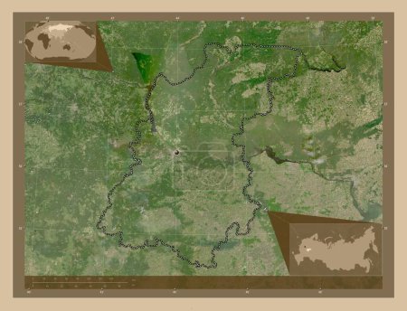 Foto de Nizhegorod, region of Russia. Low resolution satellite map. Corner auxiliary location maps - Imagen libre de derechos