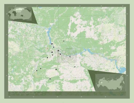 Téléchargez les photos : Nizhegorod, region of Russia. Open Street Map. Locations of major cities of the region. Corner auxiliary location maps - en image libre de droit