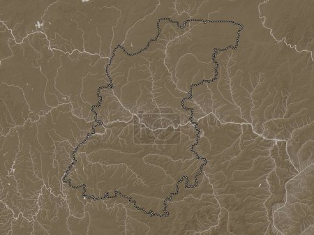Photo for Nizhegorod, region of Russia. Elevation map colored in sepia tones with lakes and rivers - Royalty Free Image