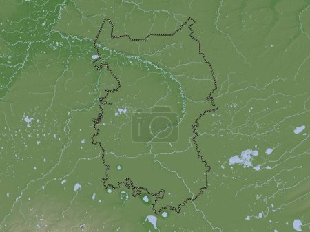 Photo for Omsk, region of Russia. Elevation map colored in wiki style with lakes and rivers - Royalty Free Image