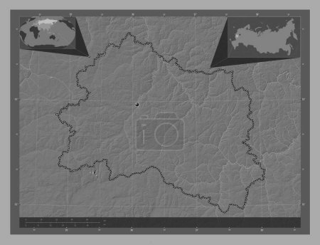Téléchargez les photos : Orel, region of Russia. Bilevel elevation map with lakes and rivers. Corner auxiliary location maps - en image libre de droit
