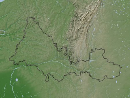 Téléchargez les photos : Orenburg, region of Russia. Elevation map colored in wiki style with lakes and rivers - en image libre de droit