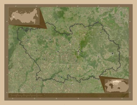 Photo for Penza, region of Russia. Low resolution satellite map. Locations of major cities of the region. Corner auxiliary location maps - Royalty Free Image