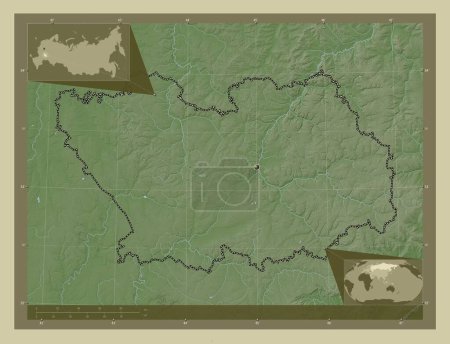 Photo for Penza, region of Russia. Elevation map colored in wiki style with lakes and rivers. Corner auxiliary location maps - Royalty Free Image