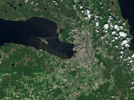 Téléchargez les photos : Saint Petersburg, city of Russia. Low resolution satellite map - en image libre de droit
