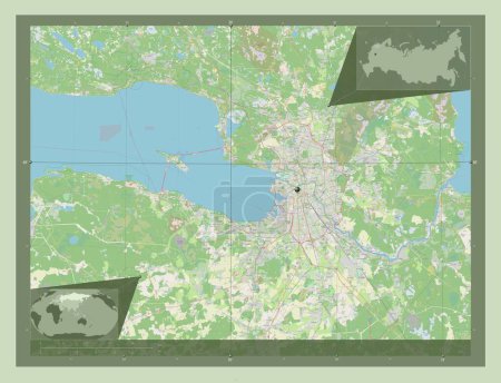 Téléchargez les photos : Saint Petersburg, city of Russia. Open Street Map. Corner auxiliary location maps - en image libre de droit