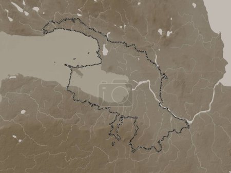 Téléchargez les photos : Saint Petersburg, city of Russia. Elevation map colored in sepia tones with lakes and rivers - en image libre de droit