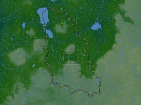 Téléchargez les photos : Pskov, region of Russia. Colored elevation map with lakes and rivers - en image libre de droit