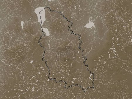 Foto de Pskov, region of Russia. Elevation map colored in sepia tones with lakes and rivers - Imagen libre de derechos
