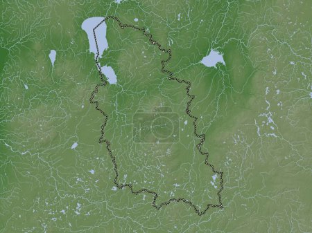 Photo for Pskov, region of Russia. Elevation map colored in wiki style with lakes and rivers - Royalty Free Image