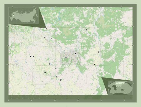 Foto de Ryazan', region of Russia. Open Street Map. Locations of major cities of the region. Corner auxiliary location maps - Imagen libre de derechos