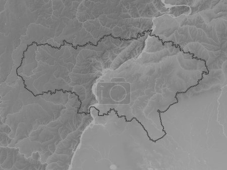 Photo for Saratov, region of Russia. Grayscale elevation map with lakes and rivers - Royalty Free Image