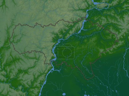 Photo for Saratov, region of Russia. Colored elevation map with lakes and rivers - Royalty Free Image