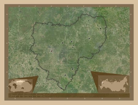 Photo for Smolensk, region of Russia. Low resolution satellite map. Locations of major cities of the region. Corner auxiliary location maps - Royalty Free Image