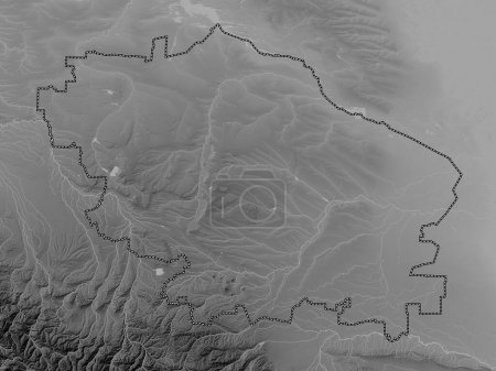Photo for Stavropol', territory of Russia. Grayscale elevation map with lakes and rivers - Royalty Free Image