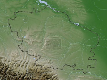 Photo for Stavropol', territory of Russia. Elevation map colored in wiki style with lakes and rivers - Royalty Free Image