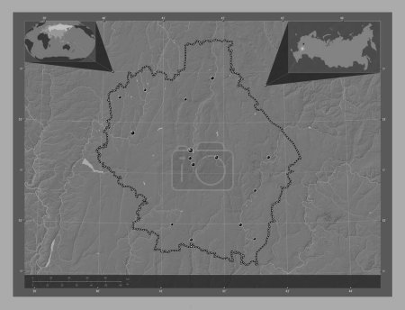 Foto de Tambov, region of Russia. Bilevel elevation map with lakes and rivers. Locations of major cities of the region. Corner auxiliary location maps - Imagen libre de derechos