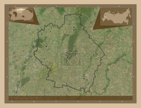 Foto de Tambov, region of Russia. Low resolution satellite map. Locations of major cities of the region. Corner auxiliary location maps - Imagen libre de derechos
