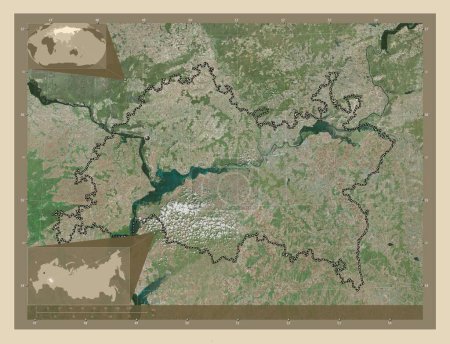 Téléchargez les photos : Tatarstan, republic of Russia. High resolution satellite map. Corner auxiliary location maps - en image libre de droit