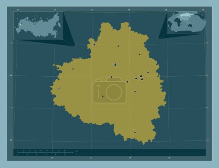 Téléchargez les photos : Tula, region of Russia. Solid color shape. Locations of major cities of the region. Corner auxiliary location maps - en image libre de droit