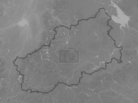Téléchargez les photos : Tver', region of Russia. Grayscale elevation map with lakes and rivers - en image libre de droit