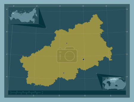 Photo for Tver', region of Russia. Solid color shape. Locations of major cities of the region. Corner auxiliary location maps - Royalty Free Image
