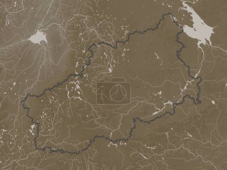 Photo for Tver', region of Russia. Elevation map colored in sepia tones with lakes and rivers - Royalty Free Image