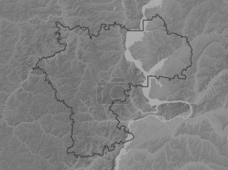 Foto de Ul'yanovsk, region of Russia. Grayscale elevation map with lakes and rivers - Imagen libre de derechos