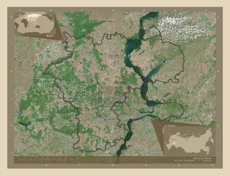Photo for Ul'yanovsk, region of Russia. High resolution satellite map. Locations and names of major cities of the region. Corner auxiliary location maps - Royalty Free Image