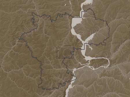Photo for Ul'yanovsk, region of Russia. Elevation map colored in sepia tones with lakes and rivers - Royalty Free Image
