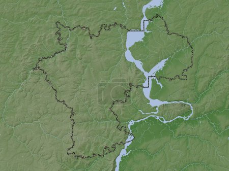 Téléchargez les photos : Ul'yanovsk, region of Russia. Elevation map colored in wiki style with lakes and rivers - en image libre de droit
