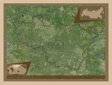 Photo for Vladimir, region of Russia. Low resolution satellite map. Locations of major cities of the region. Corner auxiliary location maps - Royalty Free Image