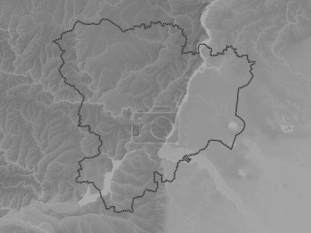Photo for Volgograd, region of Russia. Grayscale elevation map with lakes and rivers - Royalty Free Image