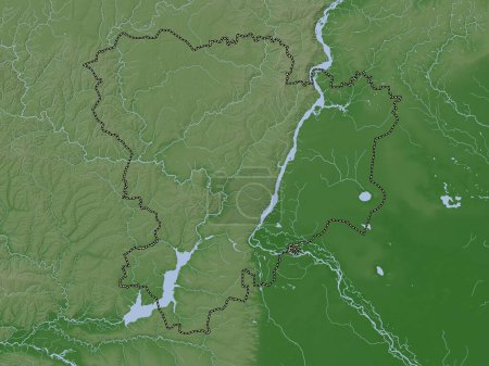 Photo for Volgograd, region of Russia. Elevation map colored in wiki style with lakes and rivers - Royalty Free Image
