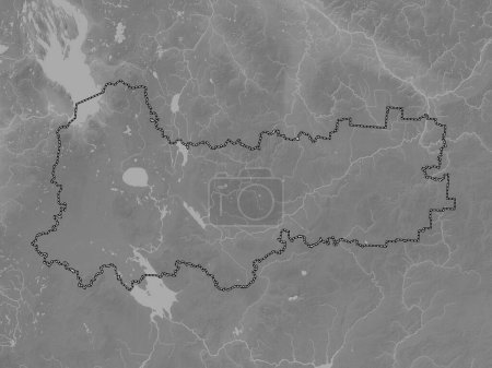 Téléchargez les photos : Vologda, region of Russia. Grayscale elevation map with lakes and rivers - en image libre de droit