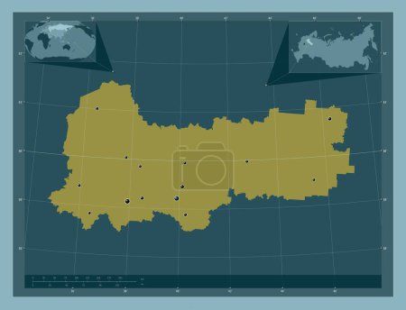 Téléchargez les photos : Vologda, region of Russia. Solid color shape. Locations of major cities of the region. Corner auxiliary location maps - en image libre de droit