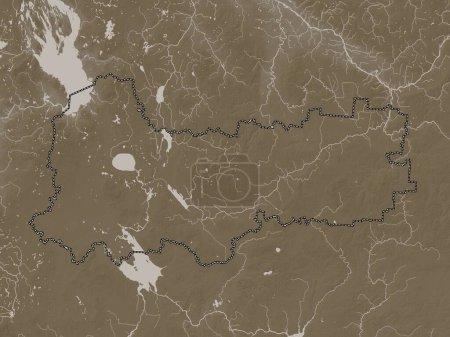 Téléchargez les photos : Vologda, region of Russia. Elevation map colored in sepia tones with lakes and rivers - en image libre de droit