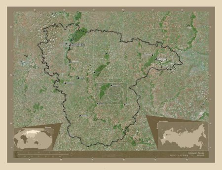 Foto de Voronezh, region of Russia. High resolution satellite map. Locations and names of major cities of the region. Corner auxiliary location maps - Imagen libre de derechos